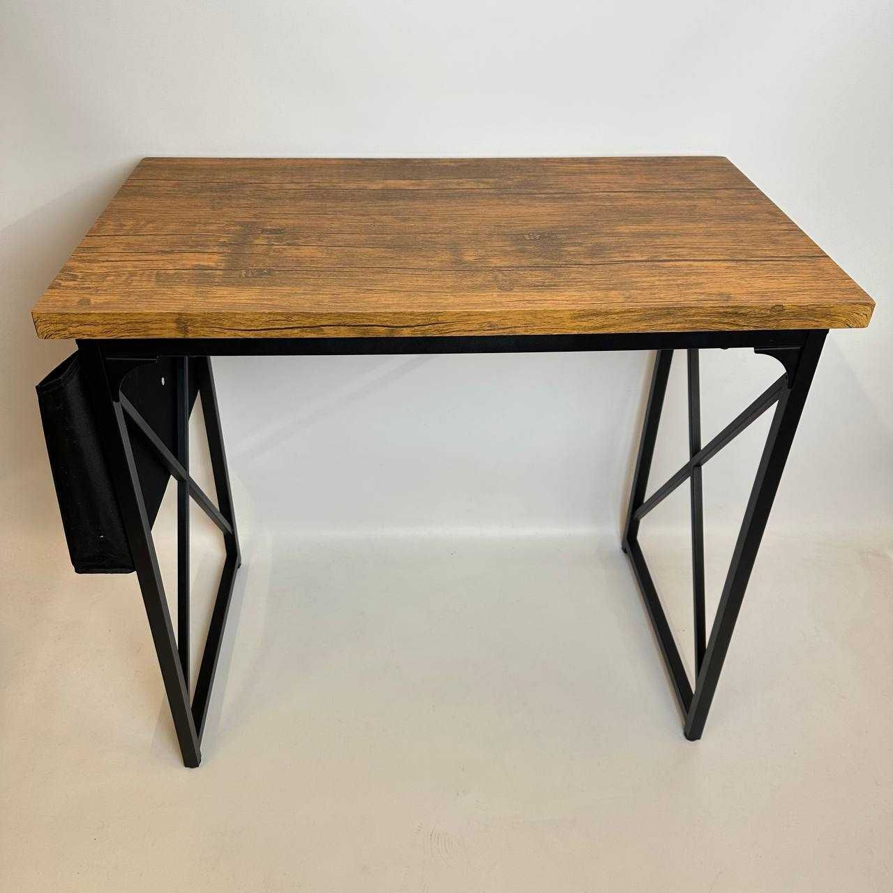 Дерев'яний письмовий стіл з металевими ніжками та органайзером (лофт)