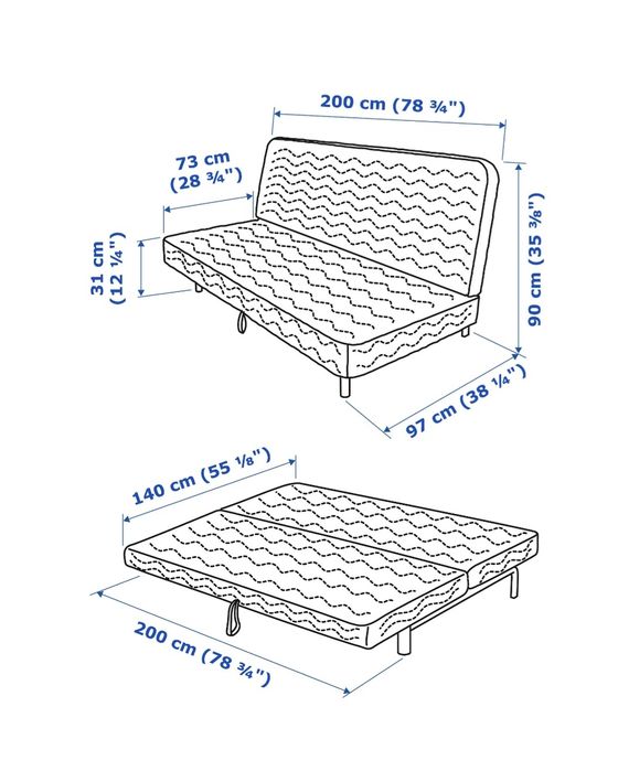 Sofá 3 lugares, sofá/cama com 2 conjuntos de capas amovíveis.