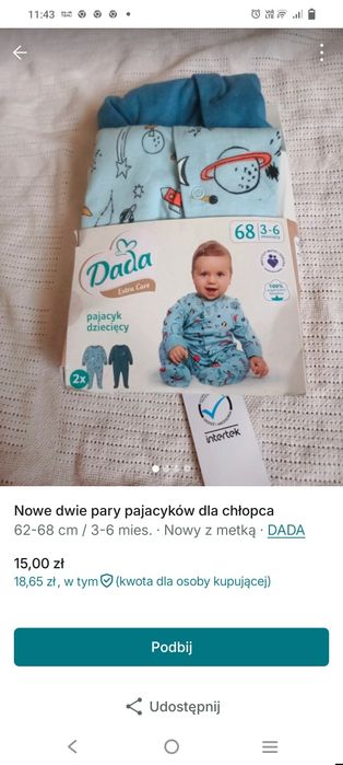 Nowy zestaw pajacyków 68 dla dzieci