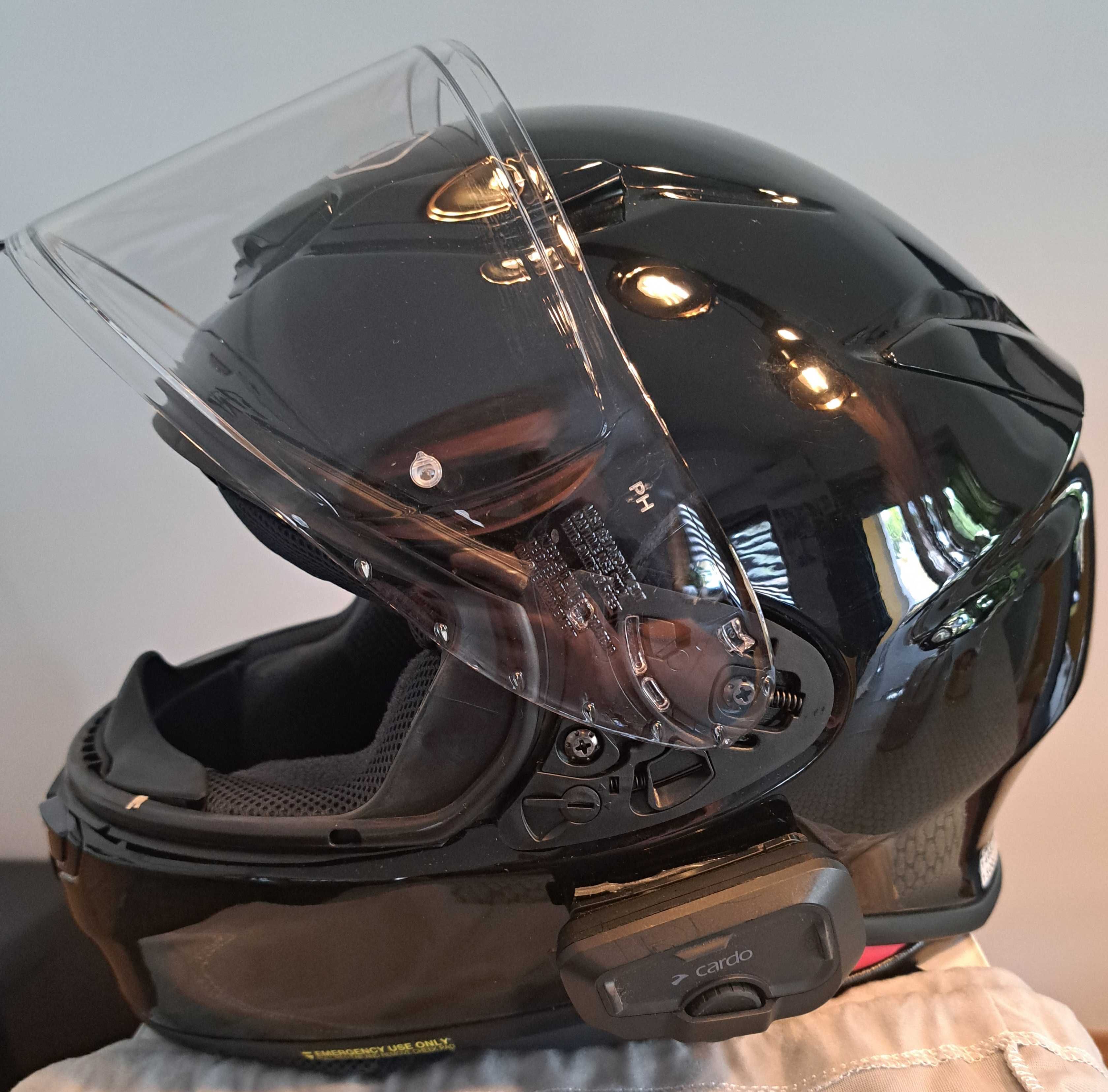 Capacete Shoei nxr2 preto + viseira photochromic + Intercom Cardo
