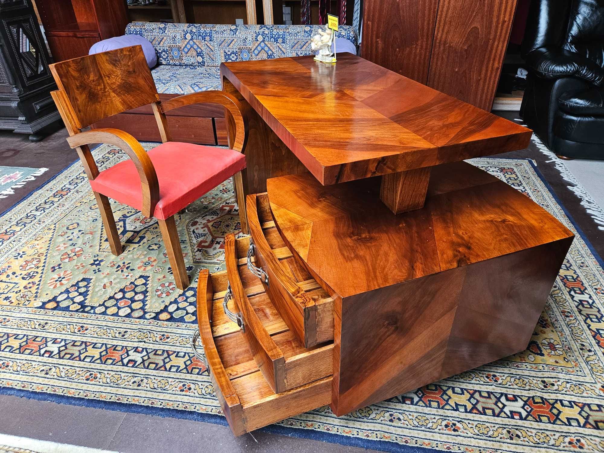 Lindíssimo conjunto antigo, estilo arte Deco de secretária e cadeira -