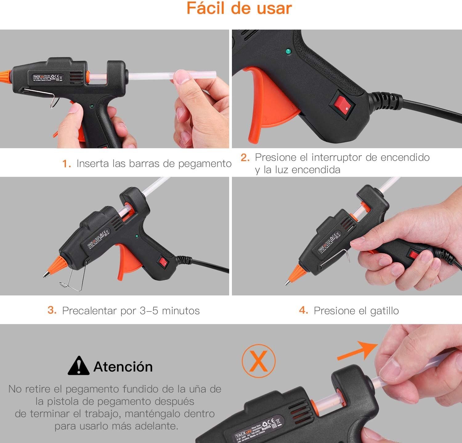 Novas! Mini pistola de cola Tacklife 20W com 50 BARRAS cola Bricolage