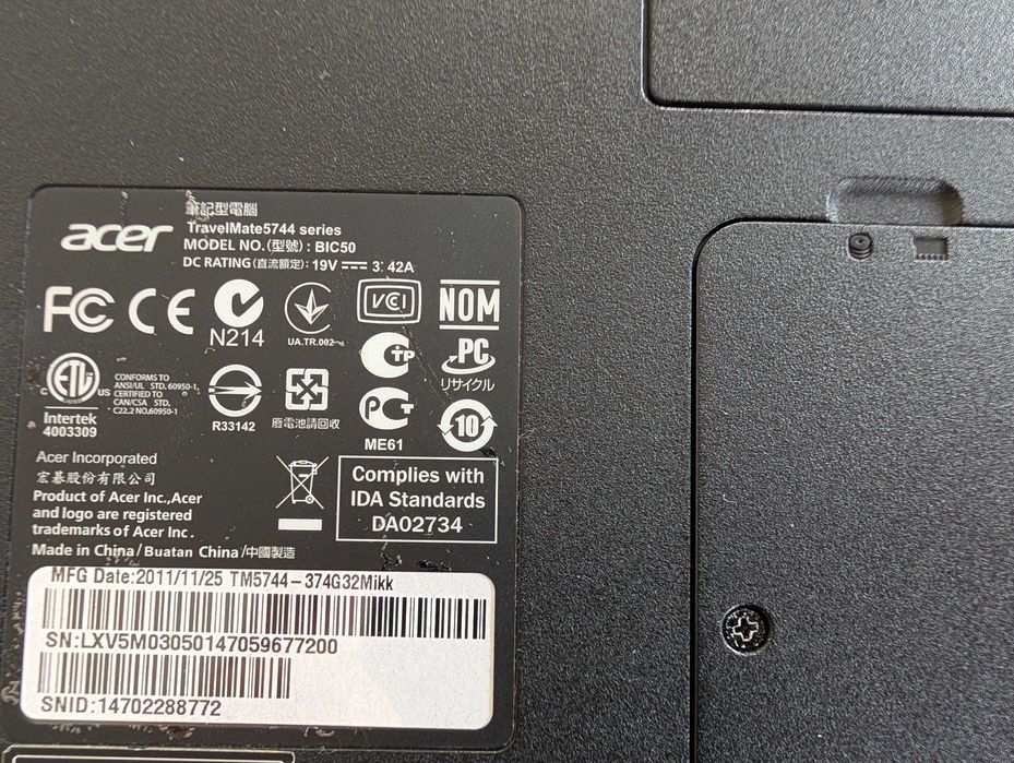 Laptop Acer TravelMate 5744