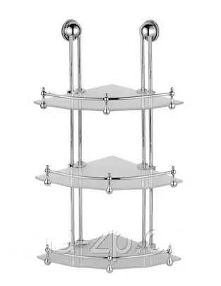 Полка для ванной угловая. Металл / стекло. Одинарная, двойная, тройная