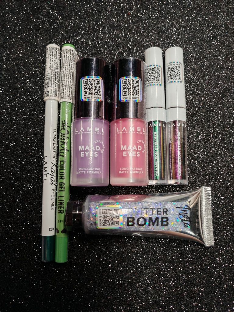Zestaw kosmetyków Lamel eyeliner duochrome glitter brokat kredki cień