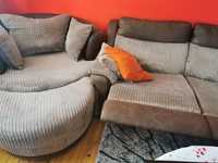 Sofa 2 osobowa z funkcja relax +fotel leniuch z pufa