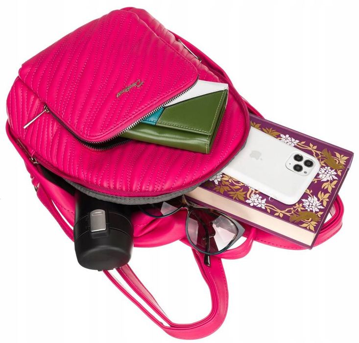 mały, damski plecak ze skóry ekologicznej - david jones