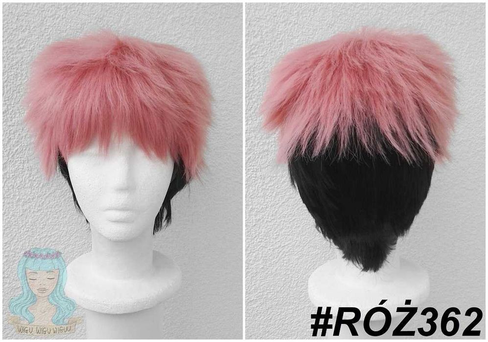 Yuji Itadori Jujutsu Kaisen krótka różowa czarna peruka cosplay wig