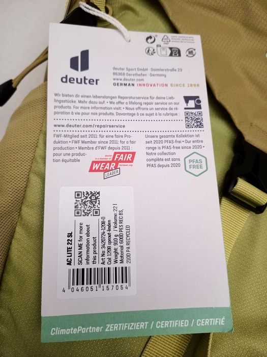 Plecak turystyczny damski Deuter Ac Lite 22 SL żółty