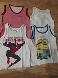 Koszulki chłopięce 92-98, 104 na ramionka Spiderman Minionki