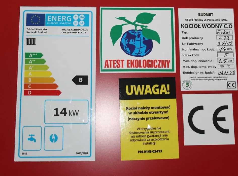 Ekologiczny kocioł piec na drewno węgiel chrust 14kW różne moce