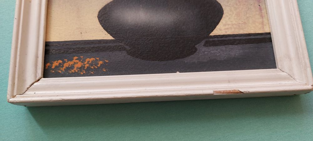 Obraz malowany kwiaty w wazonie motyl wąski