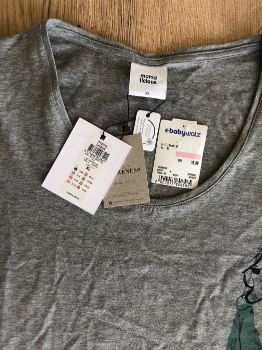 футболка вагітних беременных mama licious XL L беременным серая сіра