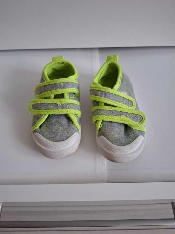 Trampki adidasy na rzepy szare z neonowym zielonym r. 23