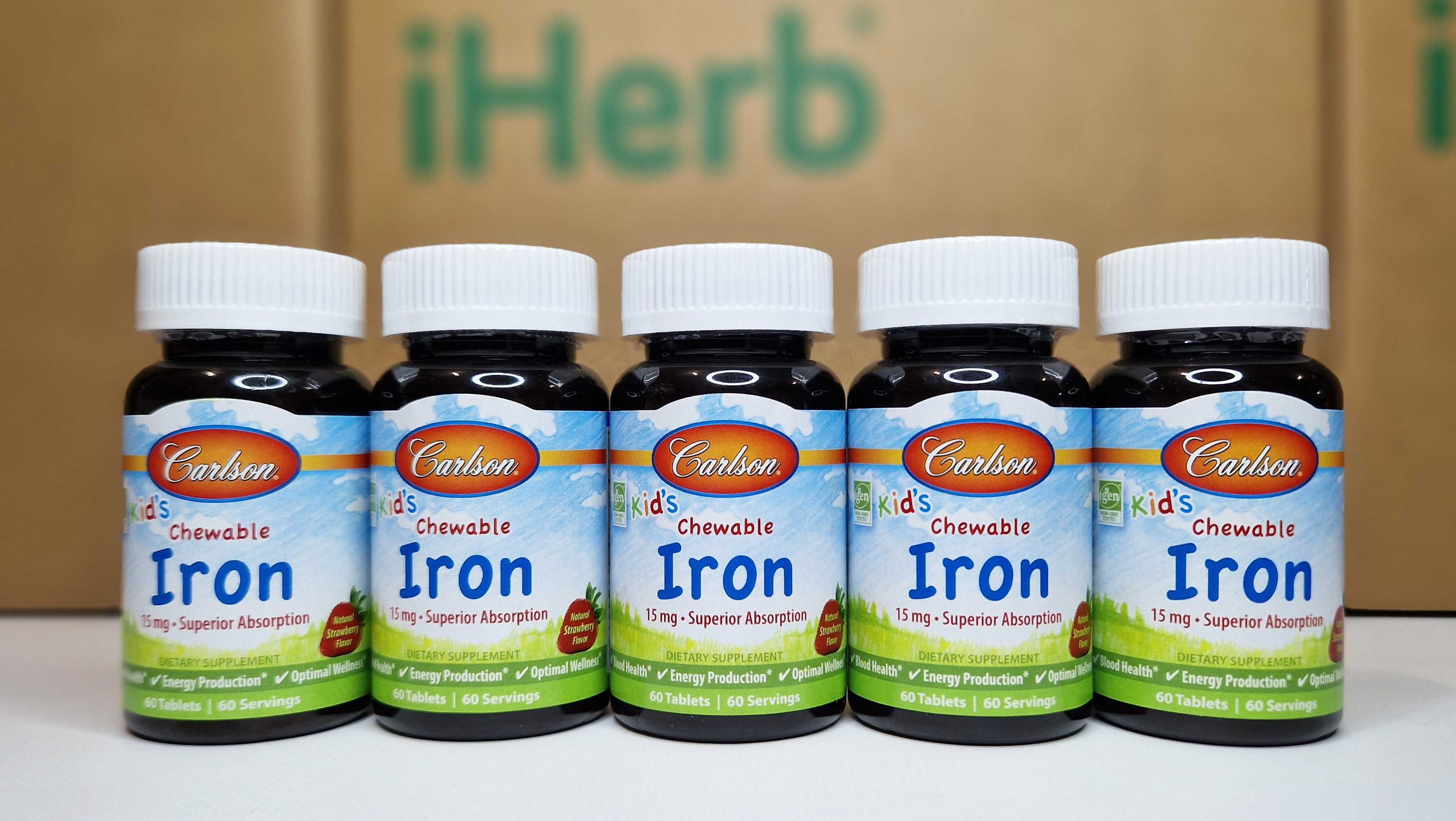 Carlson Iron, залізо для дітей у формі жувальних таблеток, 15мг, 60 шт