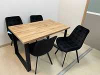(158) Stół na metalowych nogach + 4 krzesła, nowe 1250 zł