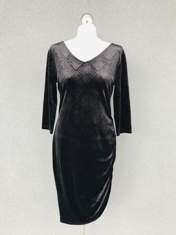 Sukienka welurowa midi czarna elegancka 38 M