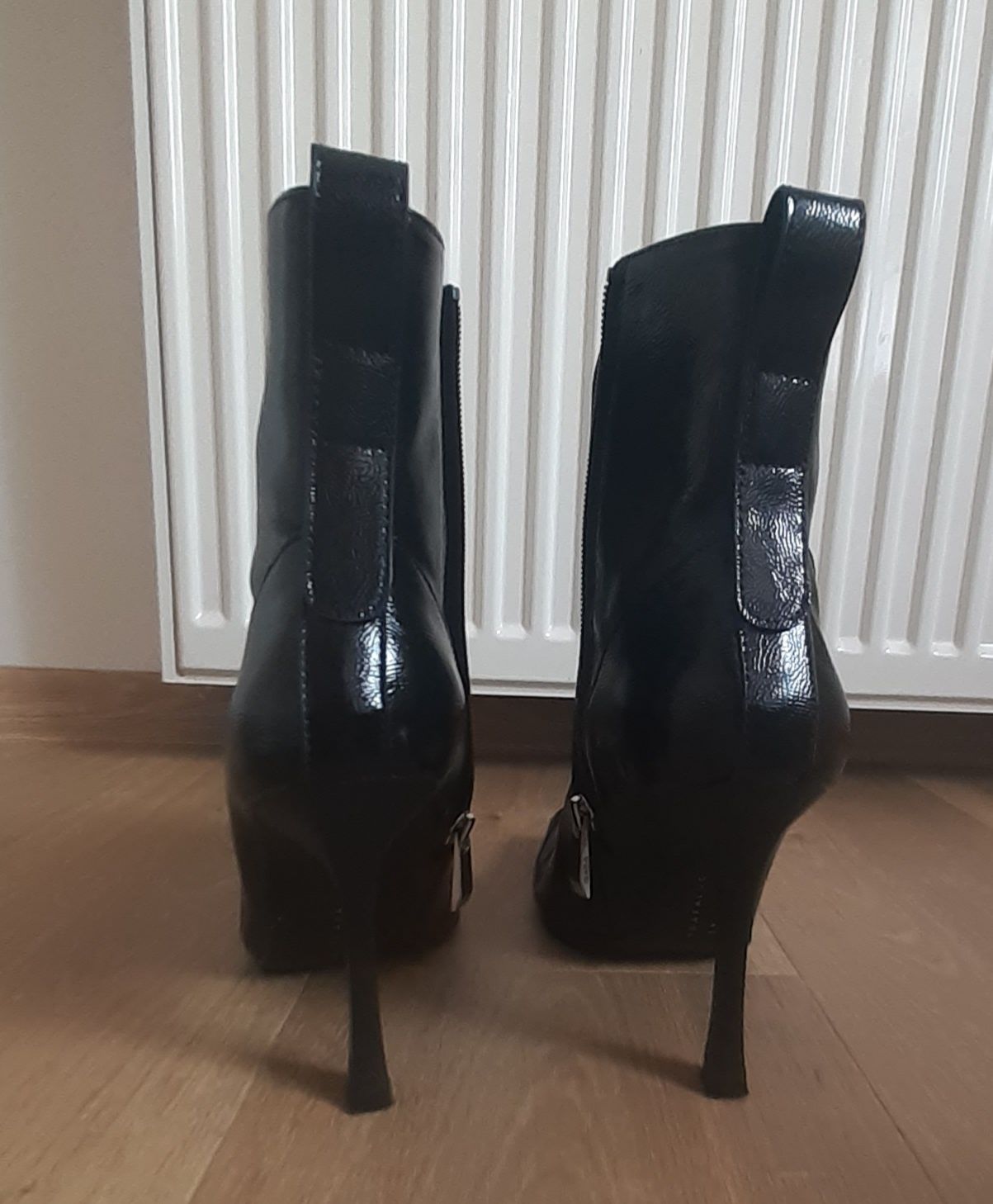 Zara Botki 39 Połysk Szpilka
