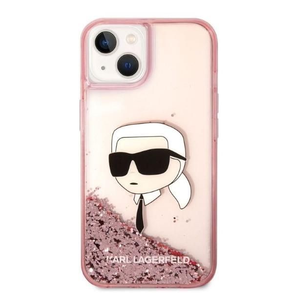 Etui Karl Lagerfeld iPhone 14 Plus 6,7" Różowe z Glitterowym Efektem