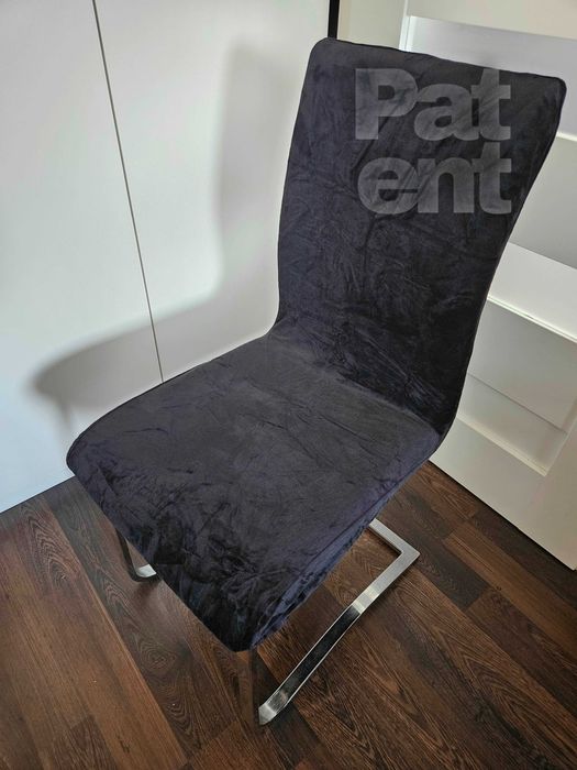 Pokrowce na krzesła miękkie welurowe czarne 6 sztuk welvet