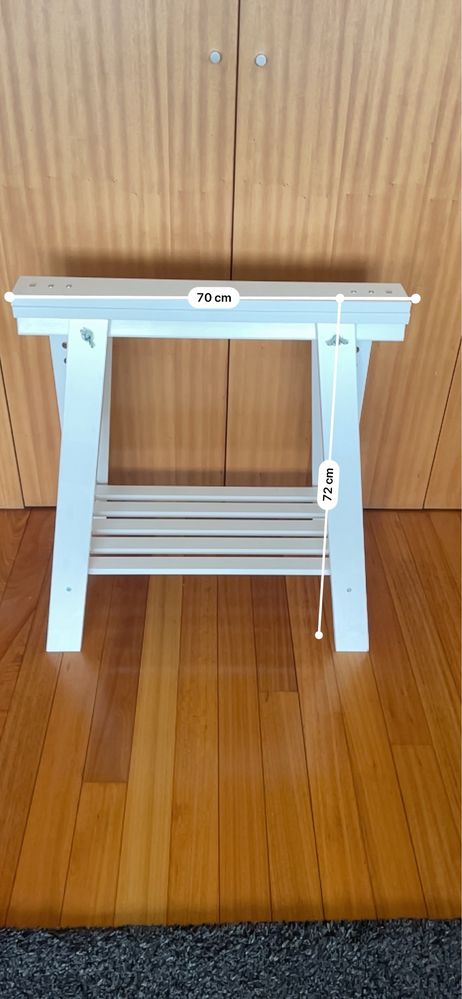Cavalete Madeira branco para mesa, marca IKEA 70X70/100 cm
