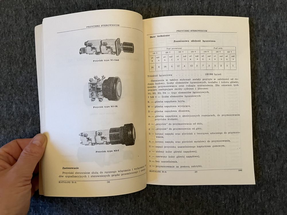 Osprzęt tablicowy. Katalog 31-a. 1965r.