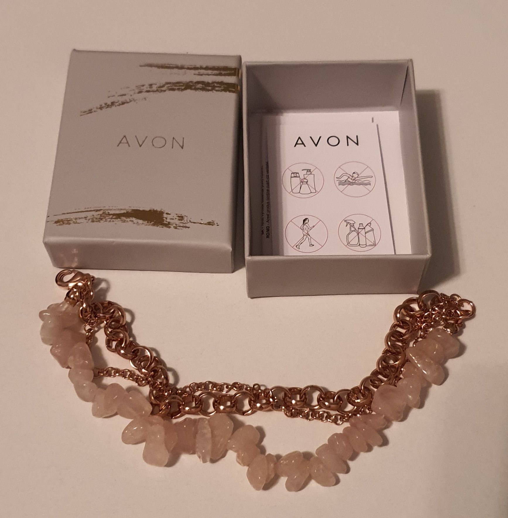 Avon bransoletka różowe złoto różowy kwarc