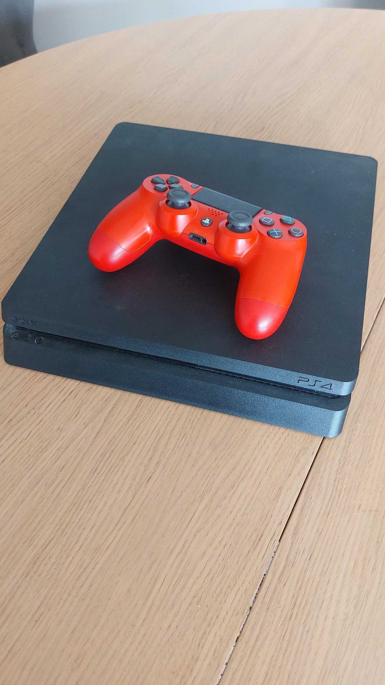 PS4 Slim + SONY DualShock 4 V2 czerwony.