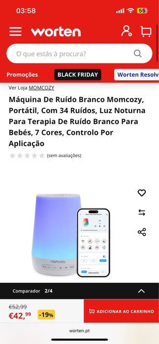 Maquina ruido branco/ Luz presença Momcozy nova / luz noturna