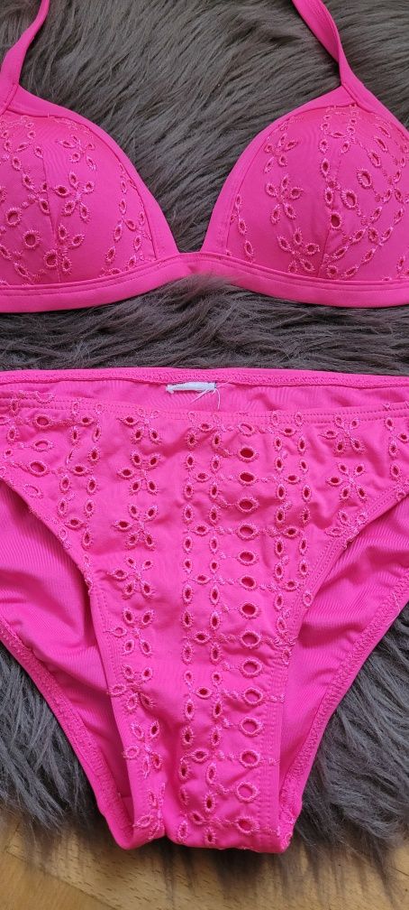 Stroj kapielowy bikini róż neon next
