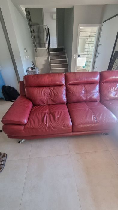 Sofá com chaise long pele