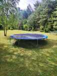 Trampolina ogrodowa SPORTIKO 435cm z siatką ochronną, stan bdb..