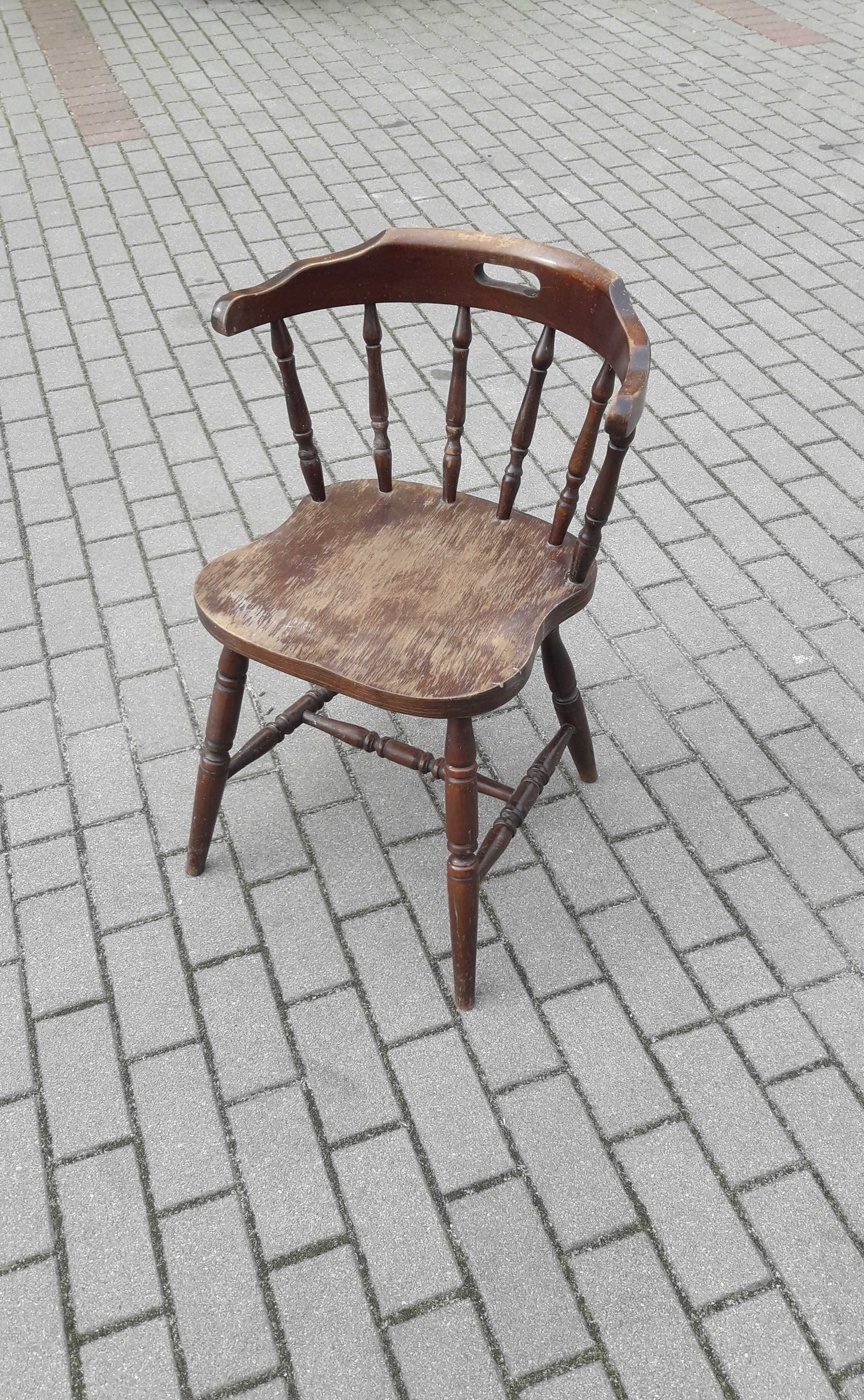 Fotel drewniany w stylu Windsor Bonanza, Western Vintage Boho PRL