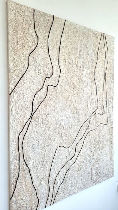 DUŻY Beżowy obraz minimalistyczny 120x160cm