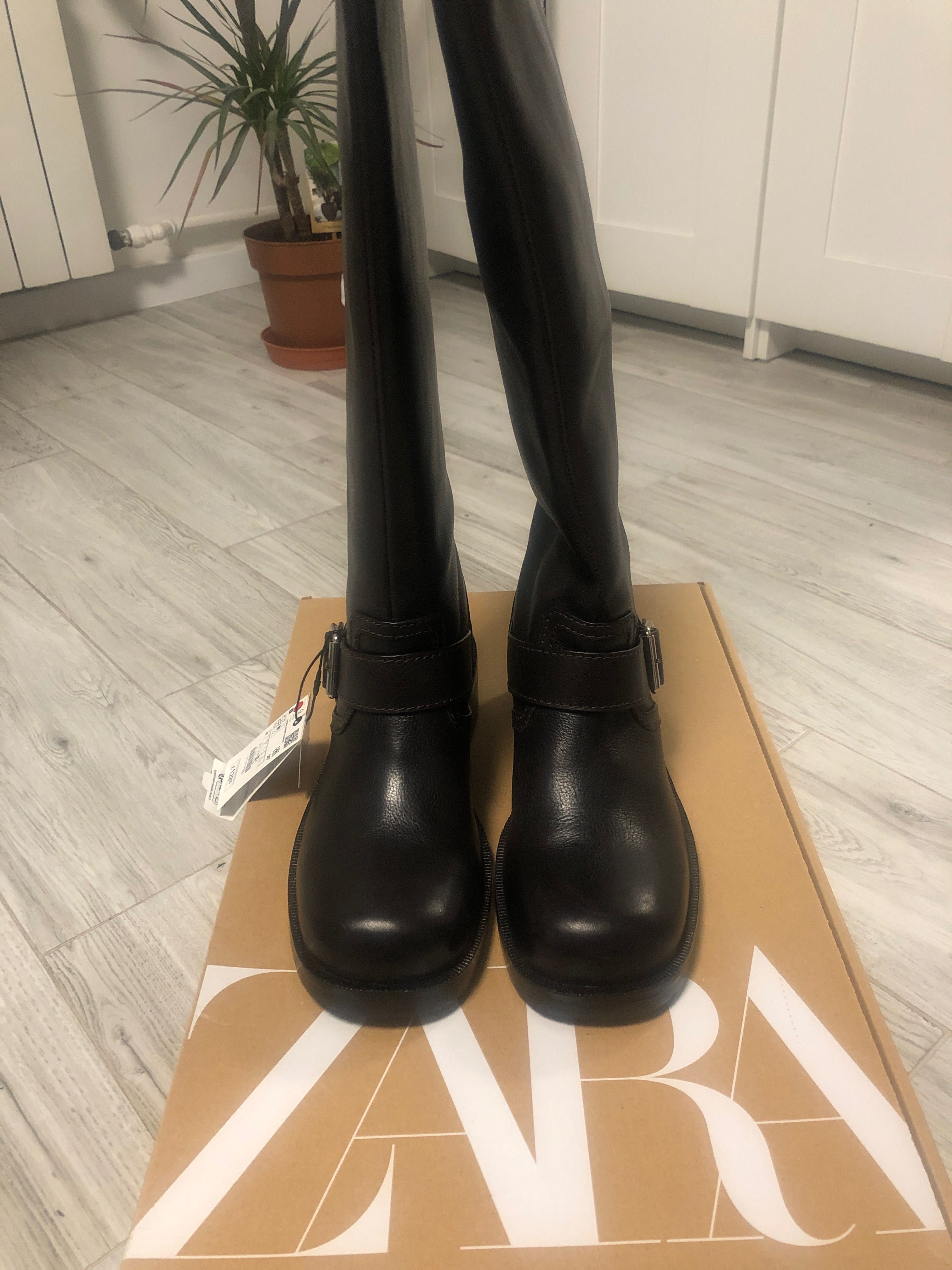 Nowe kozaki skórzane zara r.40