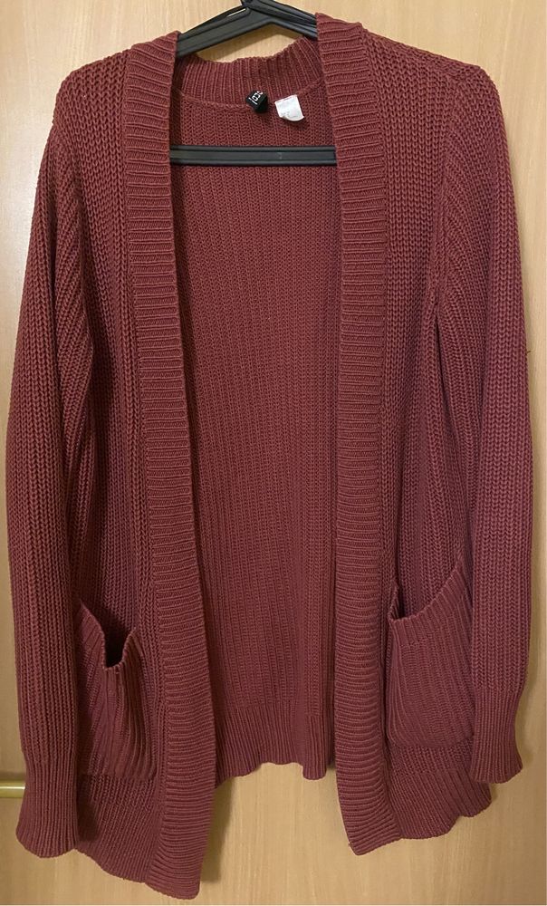 Bordowy sweter H&M 38 / M kardigan