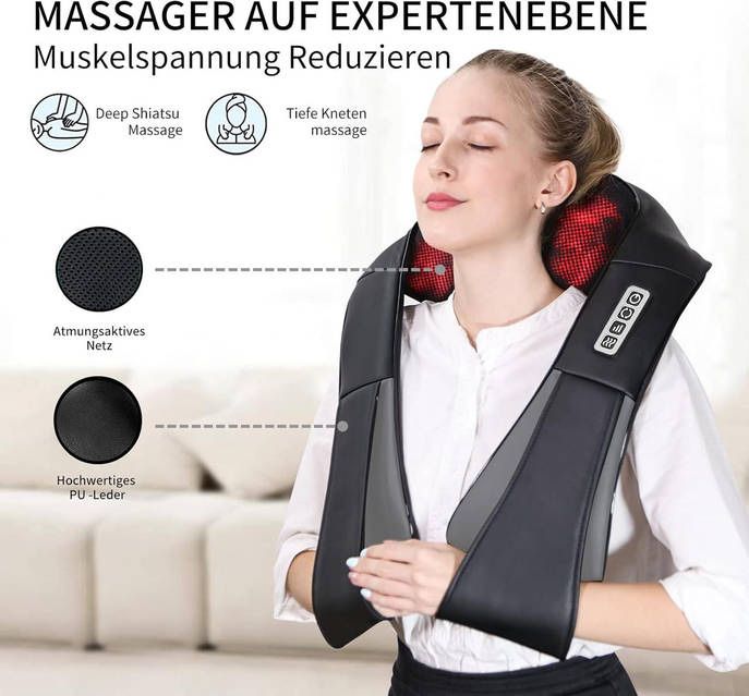Масажер для шиї з нагріванням, iKristin Shiatsu Massager 3D