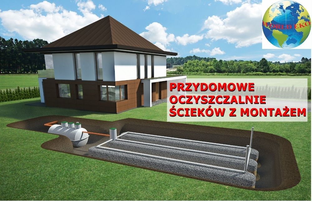 Przydomowe oczyszczalnie ścieków, zbiorniki na deszczówkę z montażem