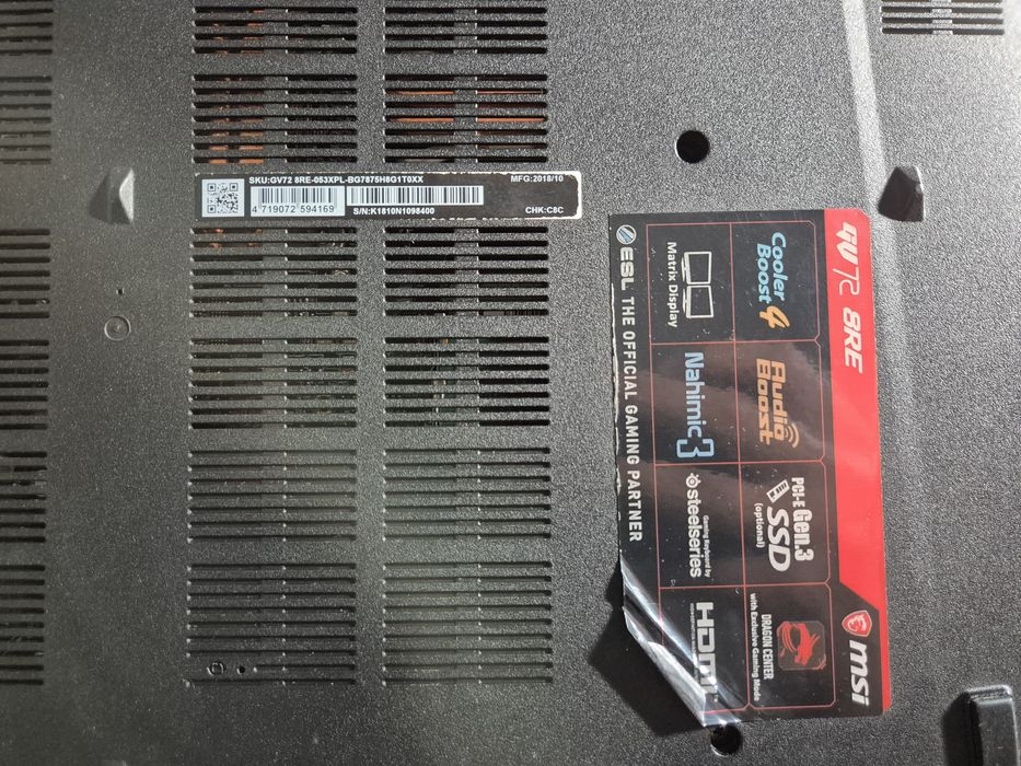 Laptop MSI GV72 8RE, i7-8750H, GTX1060, 1,5TB pamięć SSD, 16GB Ram