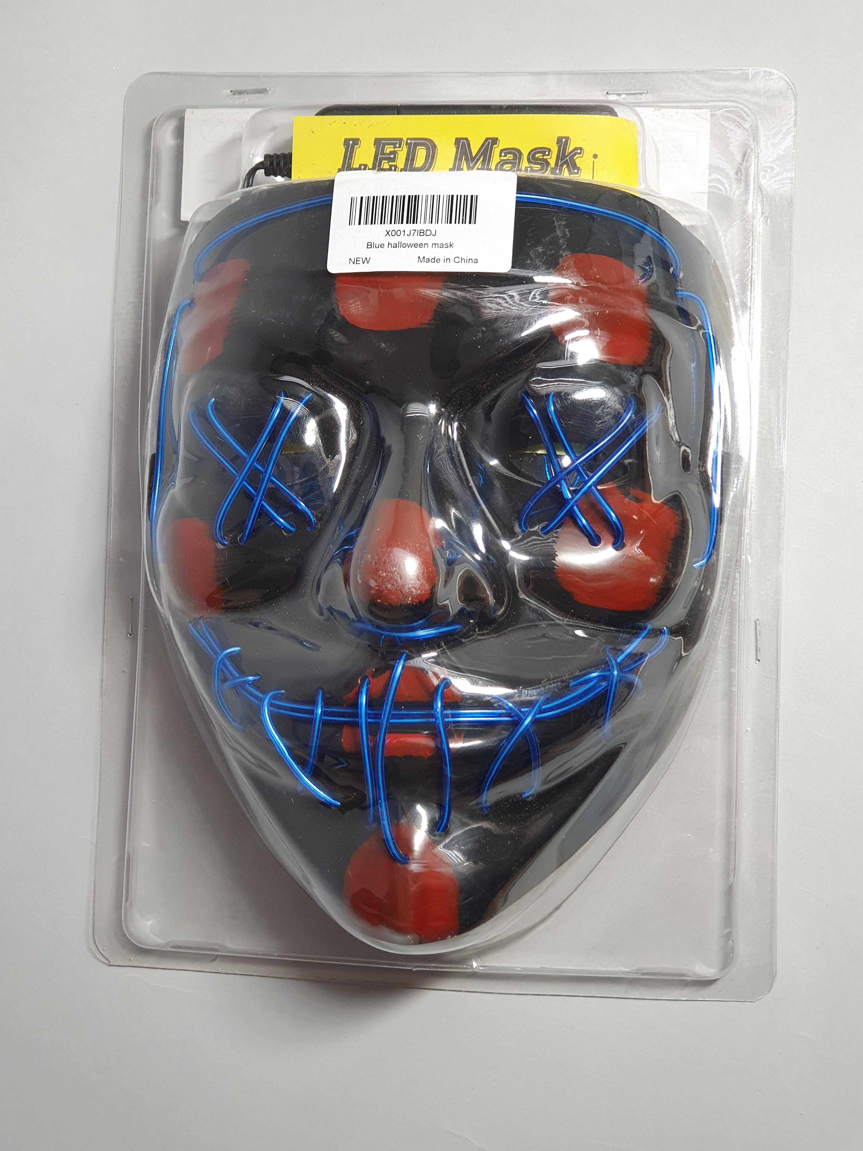 Хелловін світлодіодна маска неоновий синій