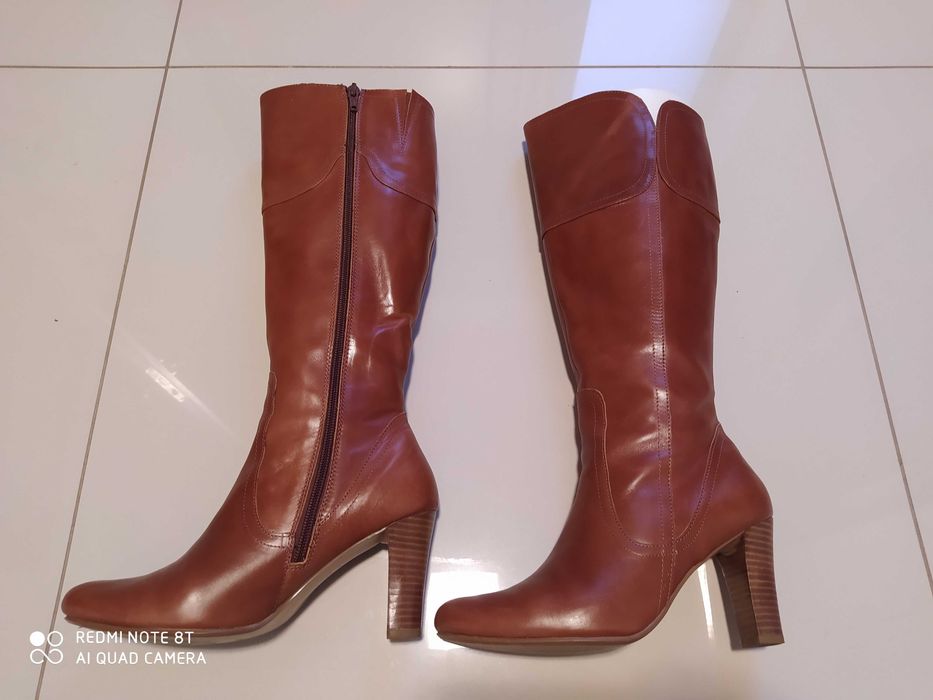 Kozaki z rudej skóry rozmiar 36