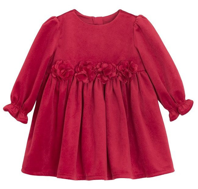 Sukienka czerwona dziewczęca z długim rękawem, welurowa, świąteczna 80