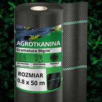 Agrotkanina antychwastowa agrowłóknina 90g czarna 0,8x50mUV 3% + KOŁKI