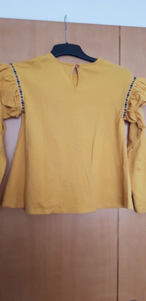 Camisola manga comprida mostarda, com detalhes, Zippy 13/14 anos, usad