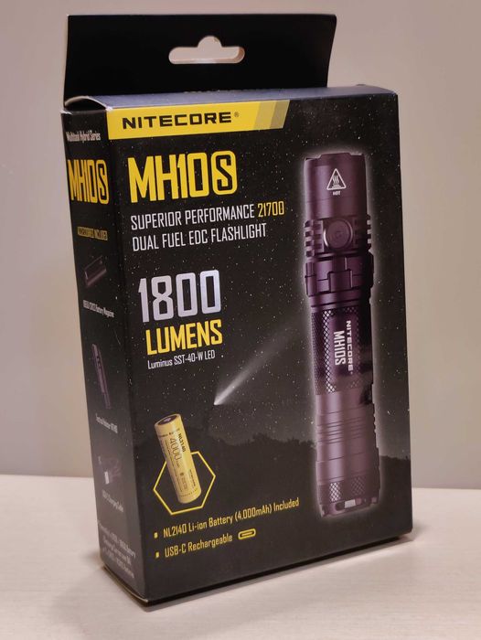 Мощный карманный заряжаемый фонарь Nitecore MH10S USB Type-C