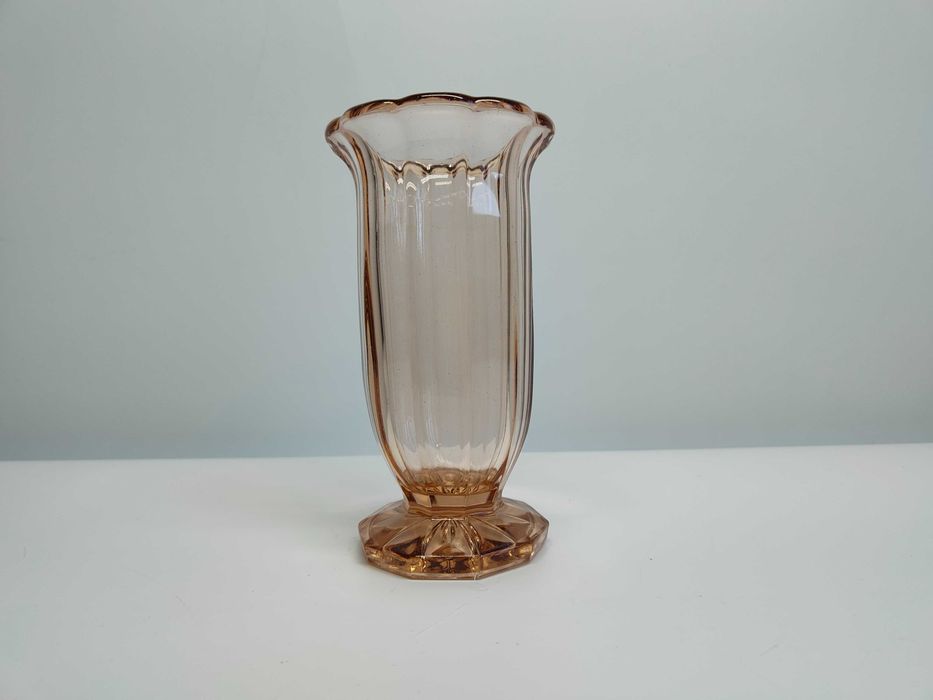 Wazon szklany Art Deco łososiowy