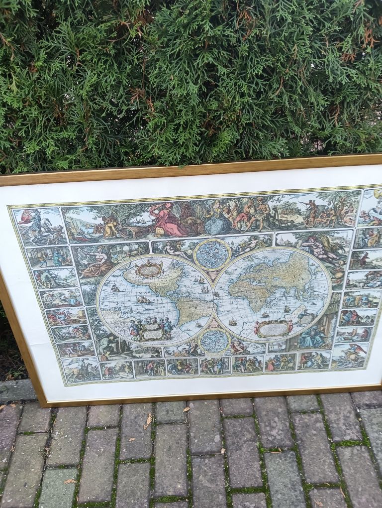 Obraz litografia mapa swiata