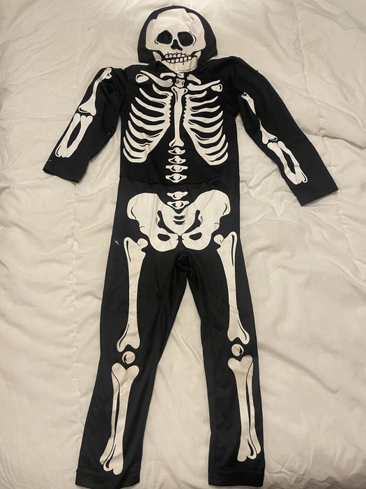 Fato esqueleto halloween 4-6 anos
