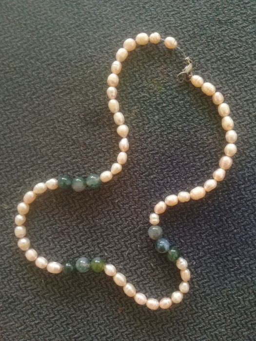 Vintage naszyjnik z prawdziwych 50 pereł i 9 czarnych pereł 1935r