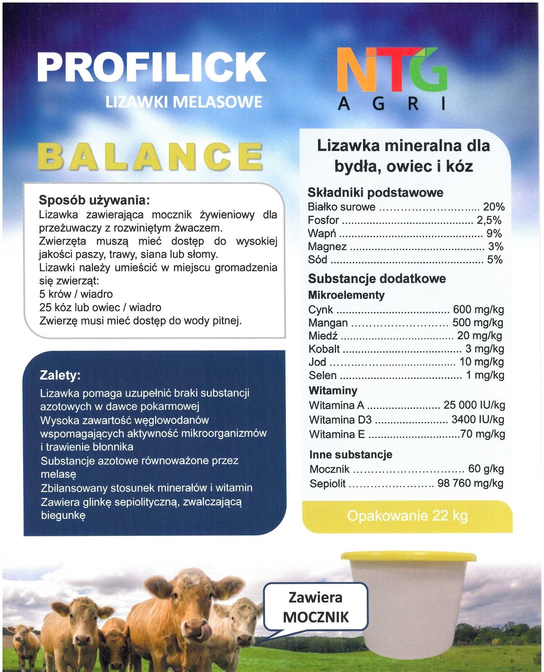 Lizawka Profilick Balance 22 kg dla owiec, kóz, bydła
